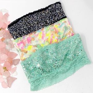 PINK Victoria’s Secret Lace Bandeau Lot Sz S